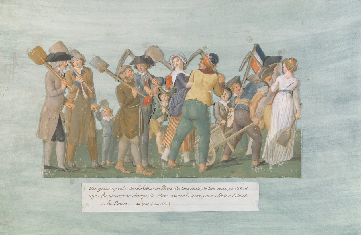 Fol.31 Pariisilaiset menossa Champ de Marsille, 1792 (guassi kortille) tekijältä Lesueur Brothers