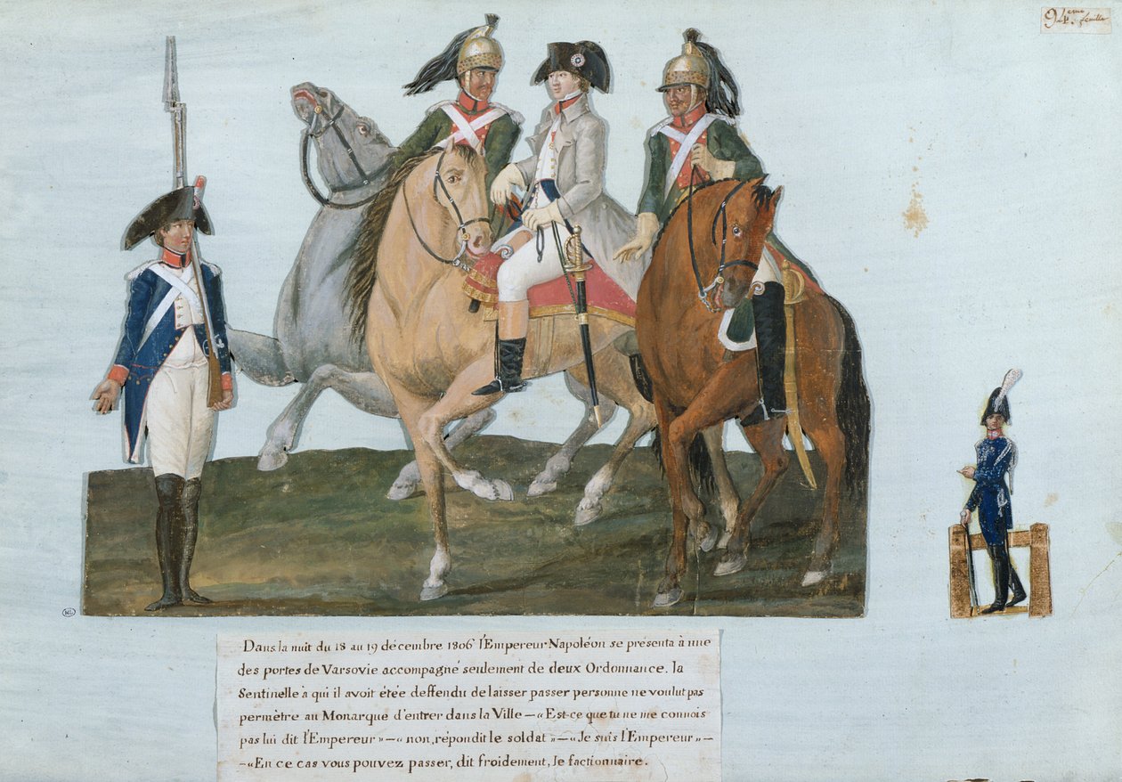 Napoleon Bonaparte (1769-1821) ja Varsovan vartiomies tekijältä Lesueur Brothers