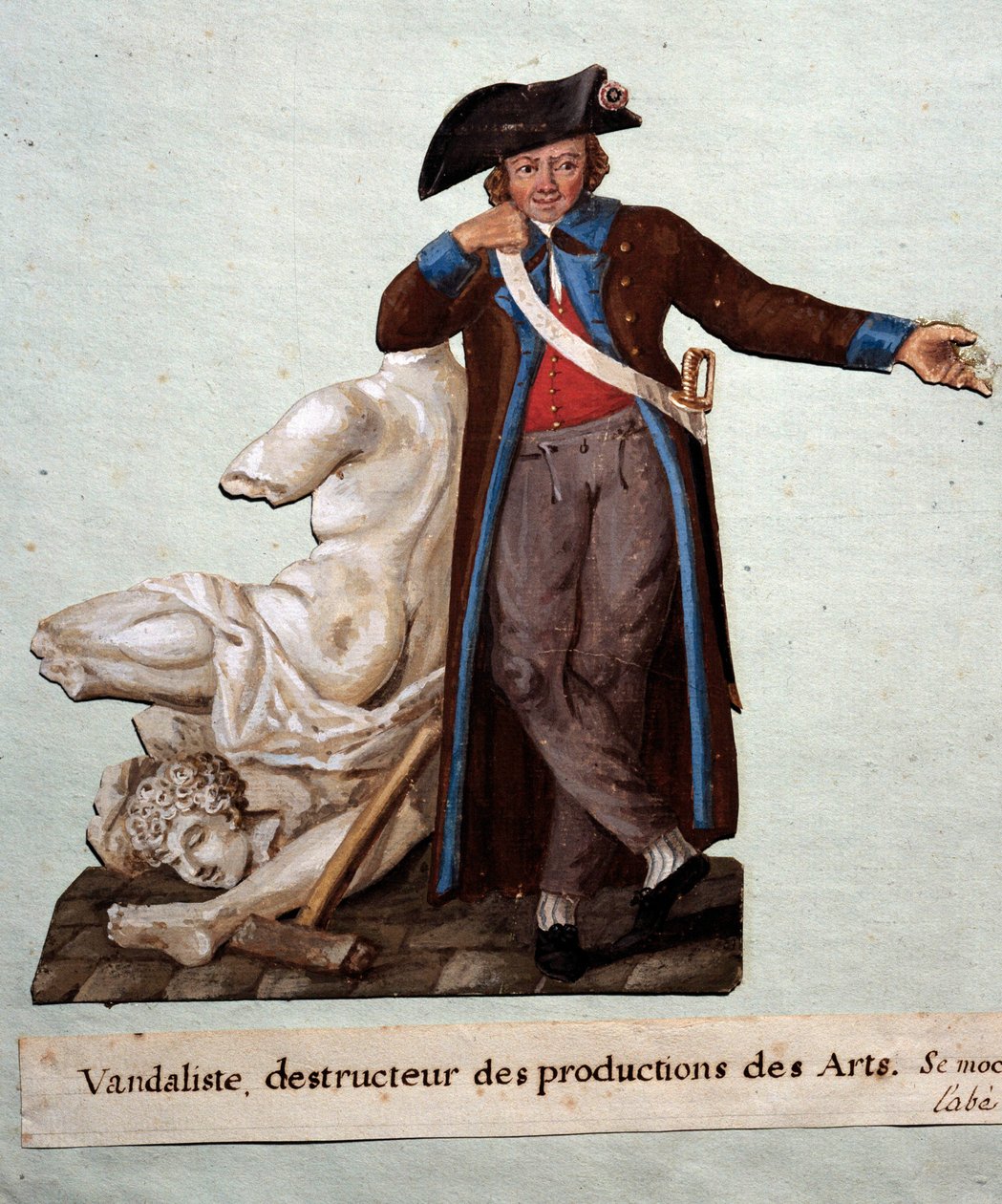 Ranskan vallankumous: "" vandalisti, taideteosten tuhoaja"". Gouache des freeres Lesueur (1700-luku), Musee Carnavalet, Pariisi tekijältä Lesueur Brothers