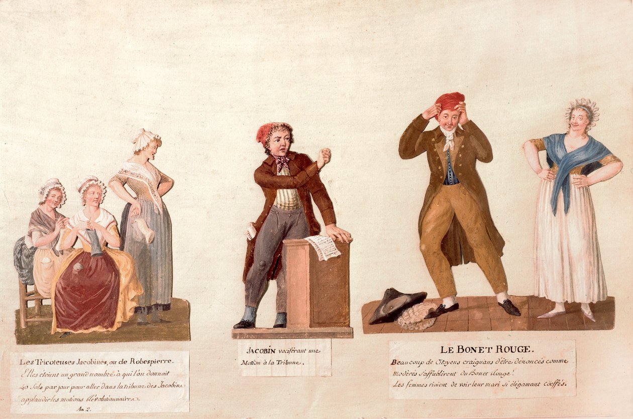 Jacobin Knitters, a Jacobin ja the Red Bonnet (guassi paperilla) tekijältä Lesueur Brothers