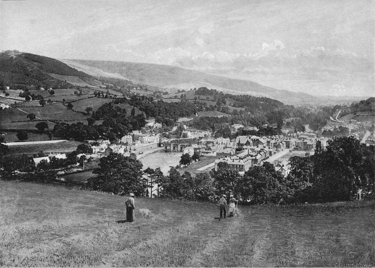 Llangollen ja Crow Castle, c1896 tekijältä Lettsome and Sons