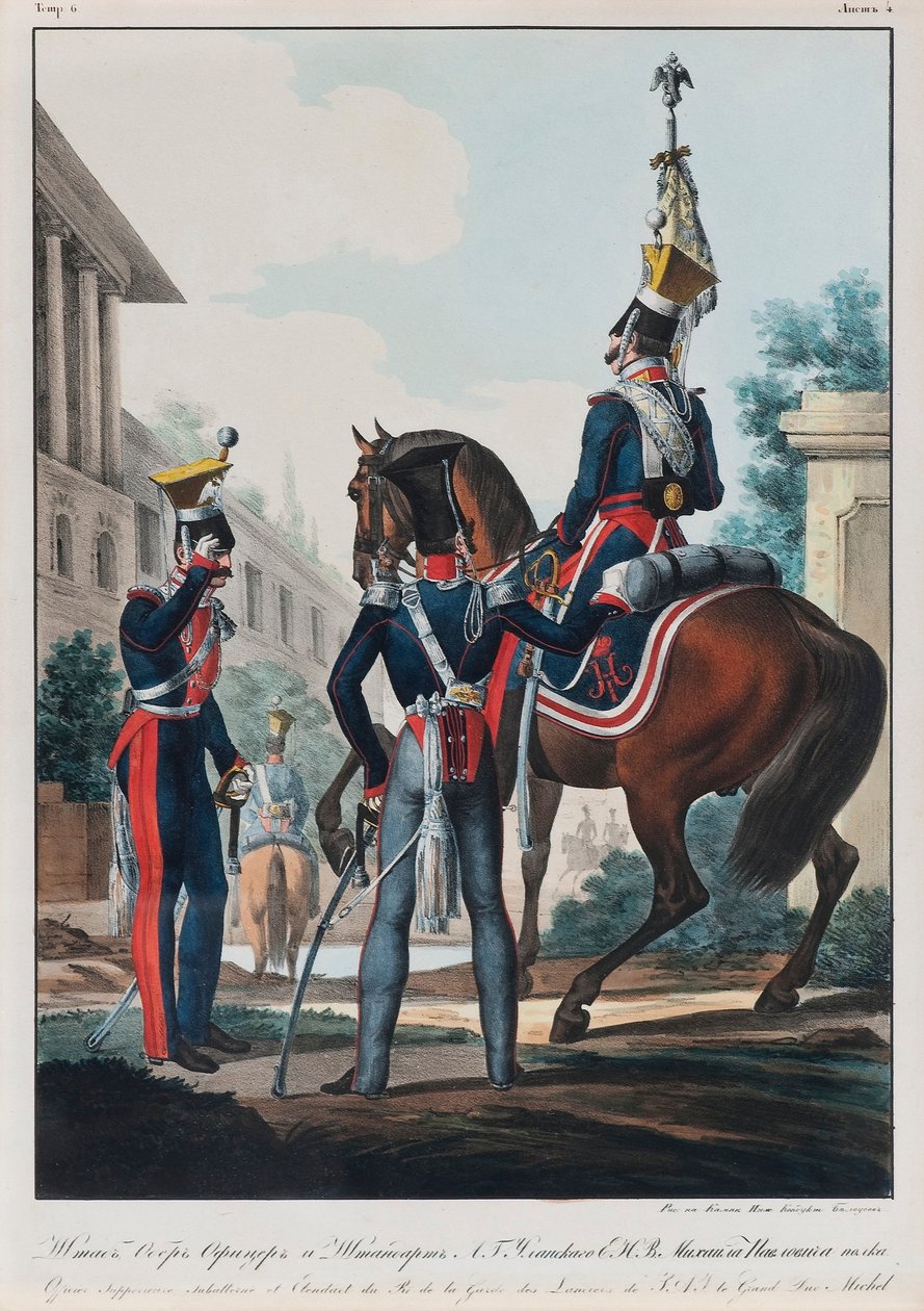 Uhlanin rykmentin esikuntapäälliköt Venäjän suurherttua Mikael Pavlovich, 1830-luku tekijältä Lev Alexandrovich Belousov