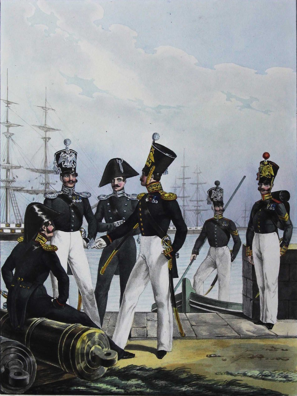 Guards Équipage -tykistökomppania ja Guards Cargo Company, 1829 tekijältä Lev Alexandrovich Belousov