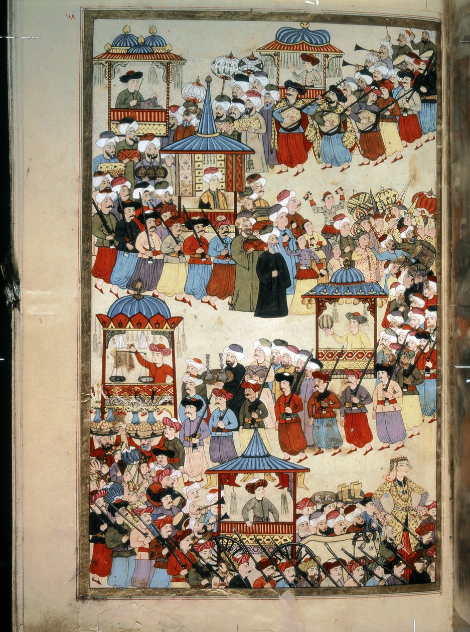 OTTOMAN EMPIRE: "Muusikoiden, tanssijoiden, räätälien, koppien tekijöiden killan paraati, jne.... tekijältä Levni Levni
