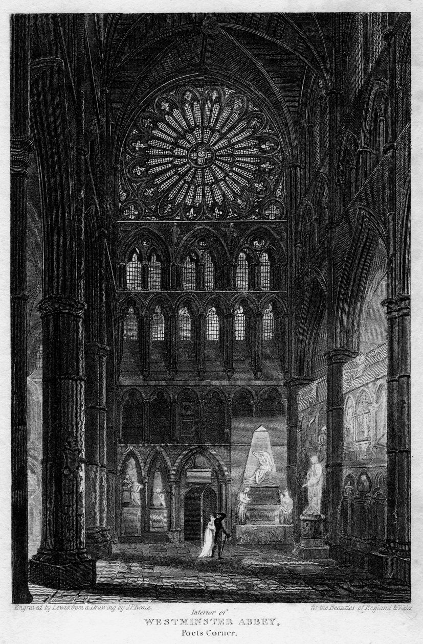 Runoilijoiden kulma, Westminster Abbey, Lontoo, 1815. tekijältä Lewis