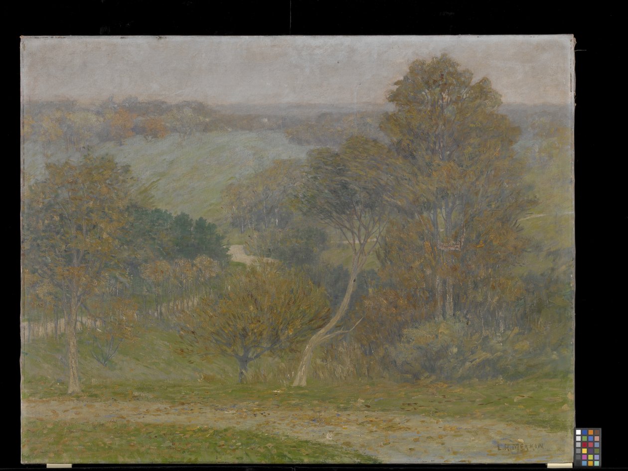Hill And Hollow (öljy kankaalle) tekijältä Lewis Henry Meakin