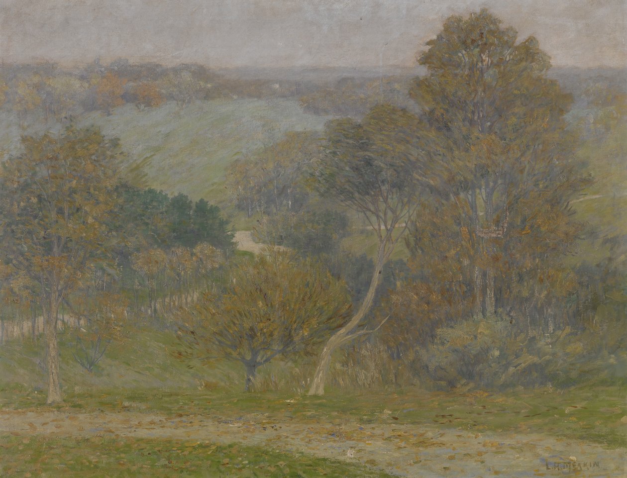 Hill and Hollow, n. 1896 (öljy kankaalle) tekijältä Lewis Henry Meakin