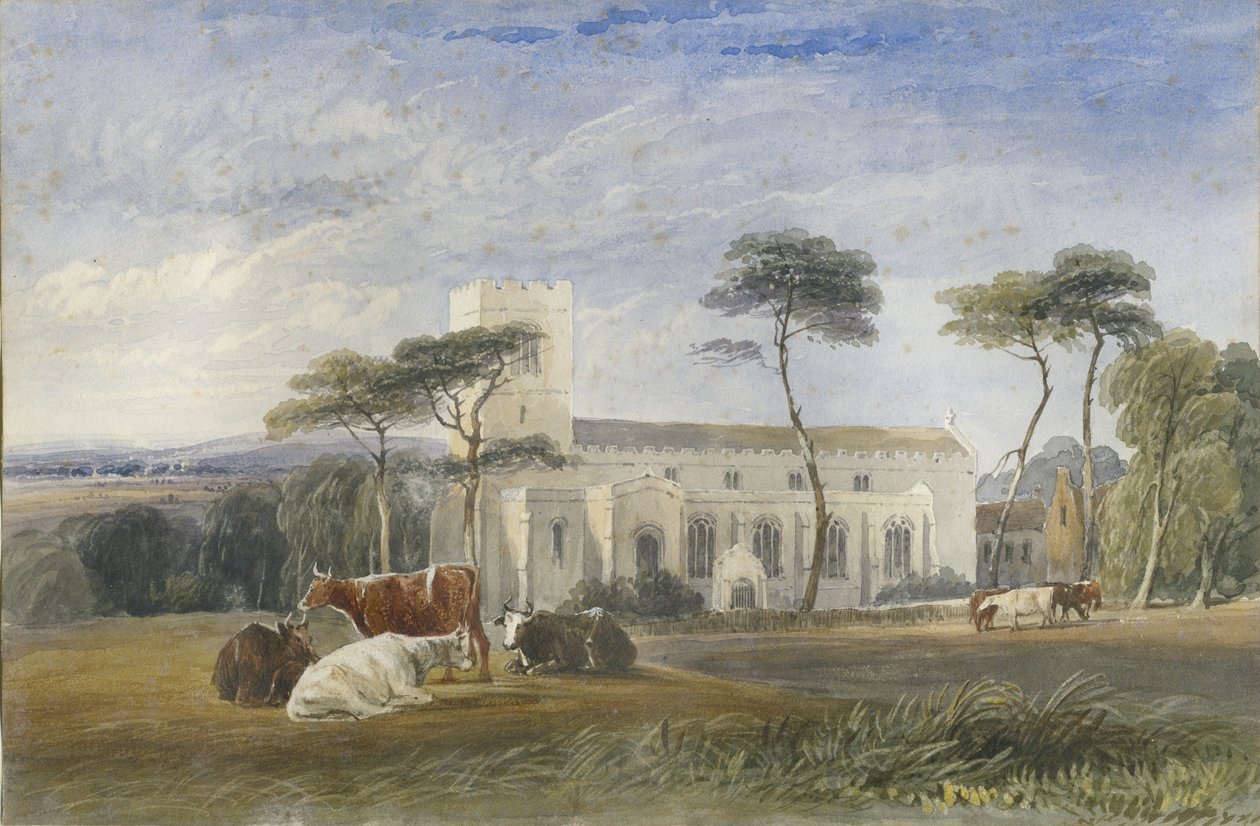 Biddulph Church: akvarellimaalaus ja [c 1830-1840] tekijältä Lewis John Wood