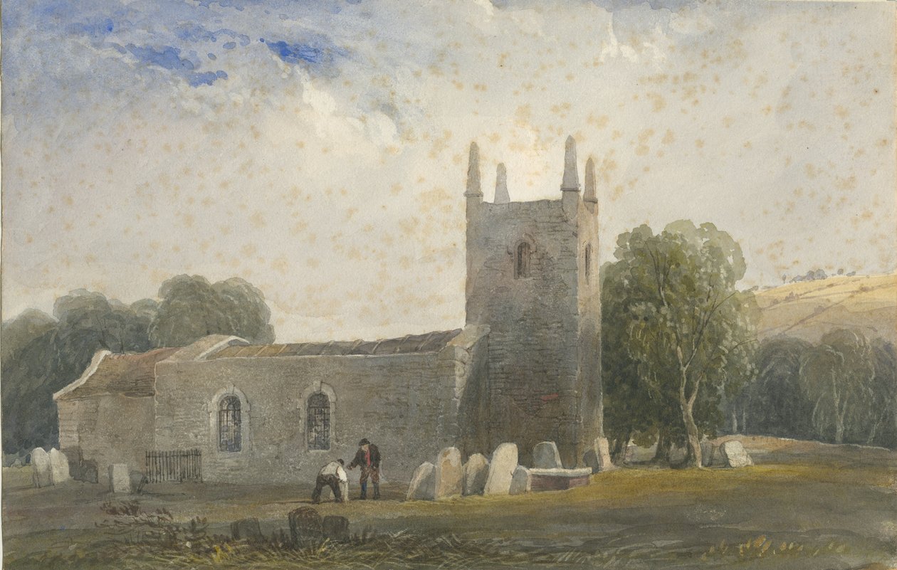Butterton Church: akvarellimaalaus ja [c 1830-1840] tekijältä Lewis John Wood