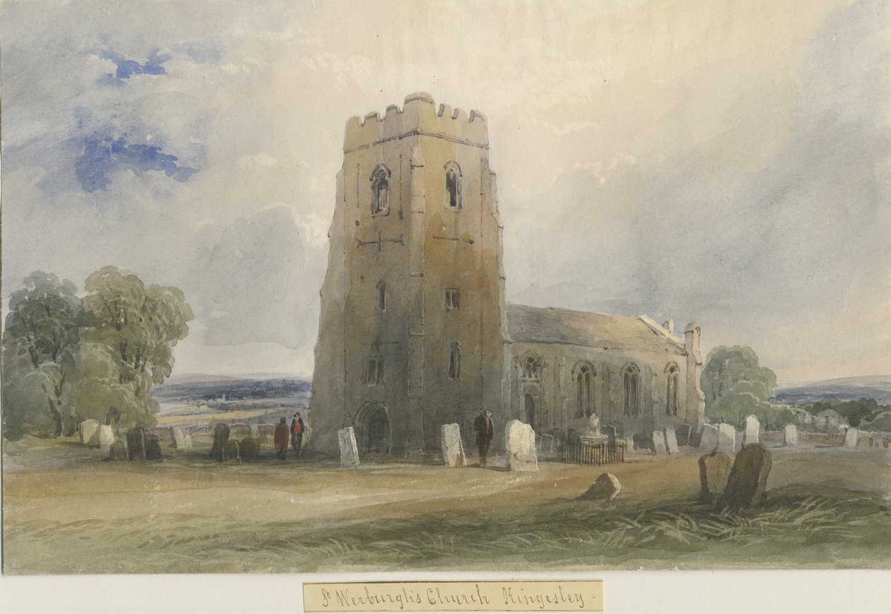 Kingsley Church: akvarellimaalaus ja [c 1830-1840] tekijältä Lewis John Wood