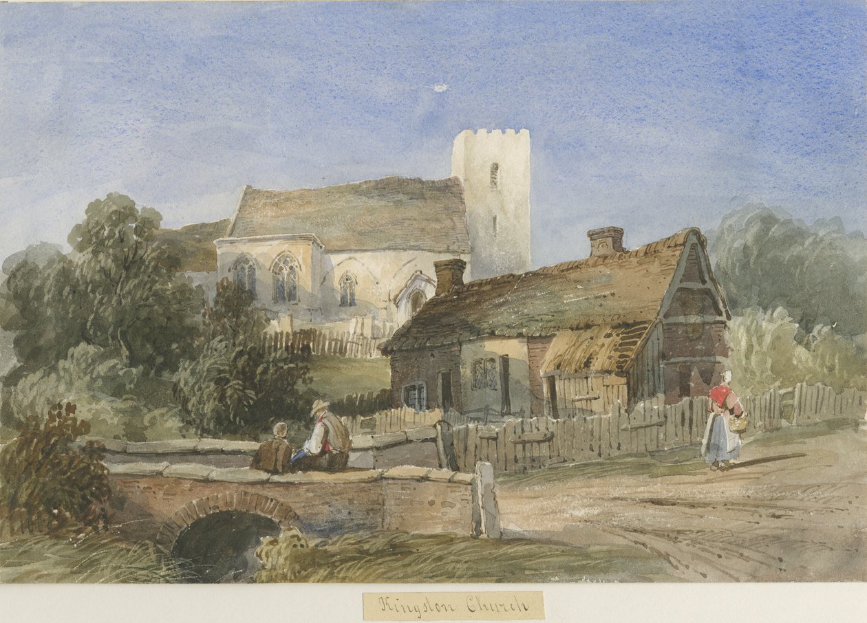 Kingstone Church: akvarellimaalaus ja [c 1830-1840] tekijältä Lewis John Wood