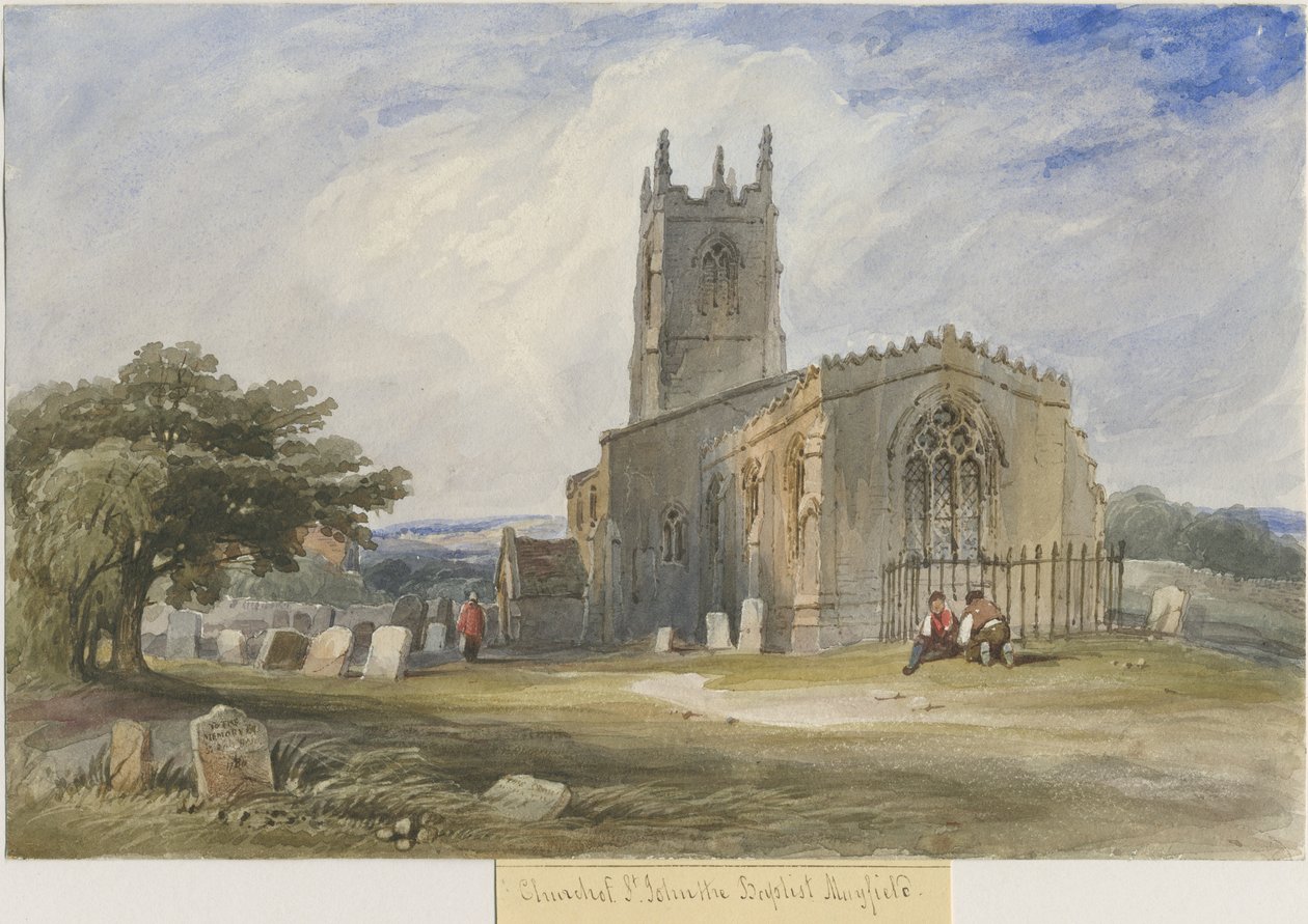 Mayfield Church: akvarellimaalaus ja [c 1830-1840] tekijältä Lewis John Wood