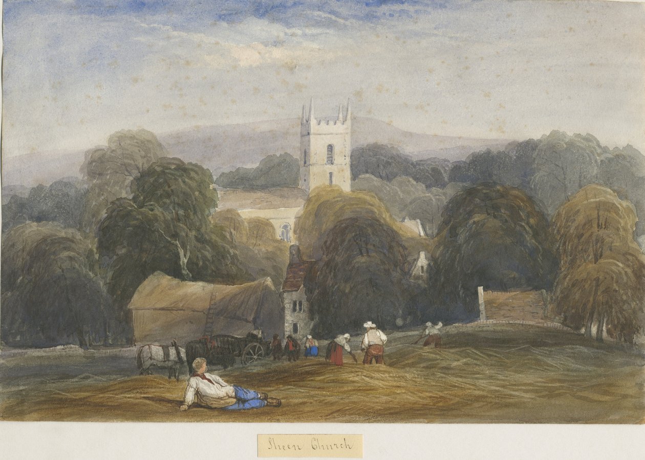 Sheen Church: akvarellimaalaus ja [c 1830-1840] tekijältä Lewis John Wood