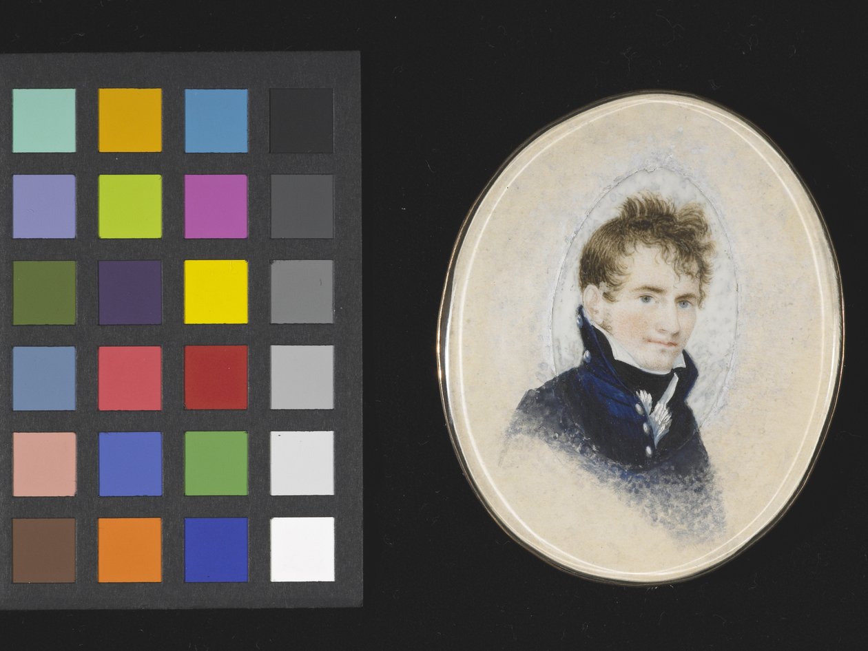 Paul Peckhamin muotokuva, noin 1810-1820 (akvarelli norsunluulle). tekijältä Lewis Peckham
