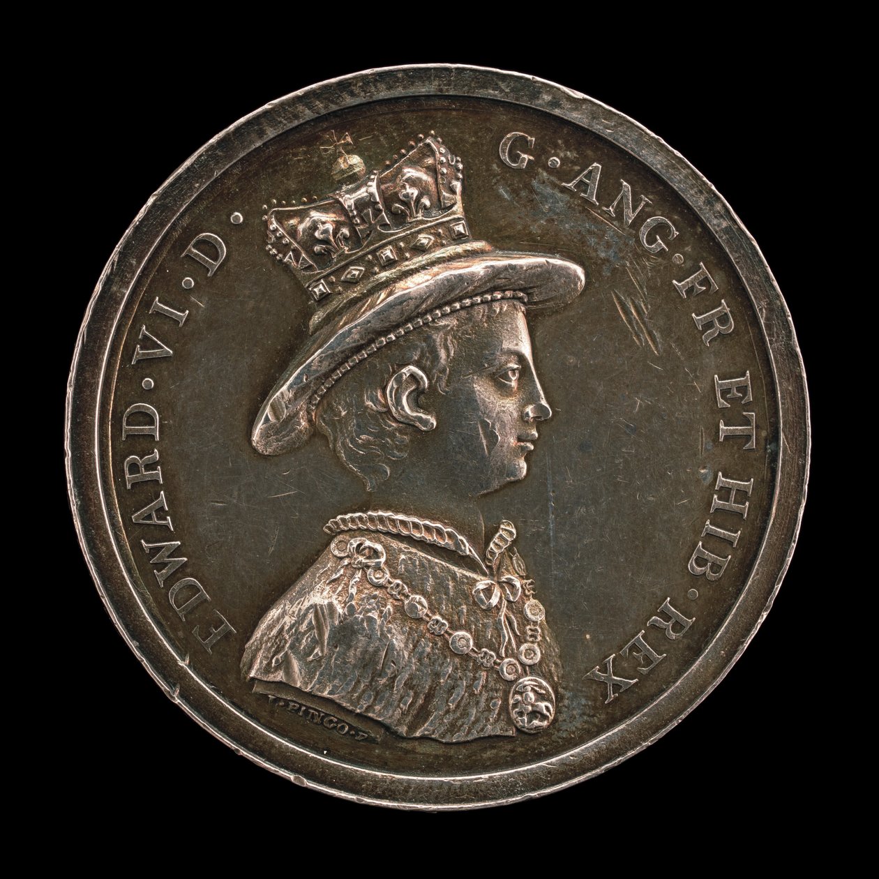 Edward VI, 1537-1553, Englannin kuningas 1547 mitali School of Christ