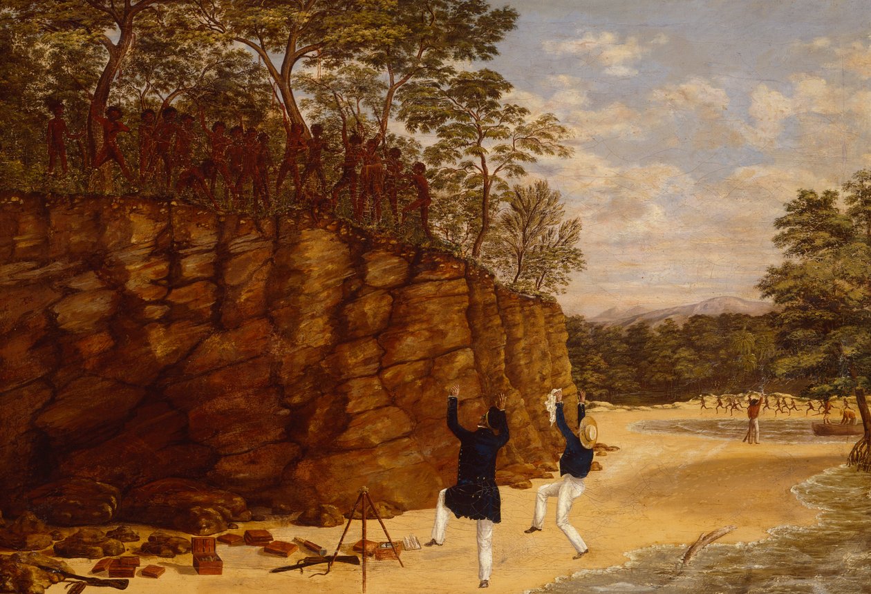 Maanmittausjuhlat Australian luoteisrannikolla (öljy kankaalle) tekijältä Lewis Roper Fitzmaurice