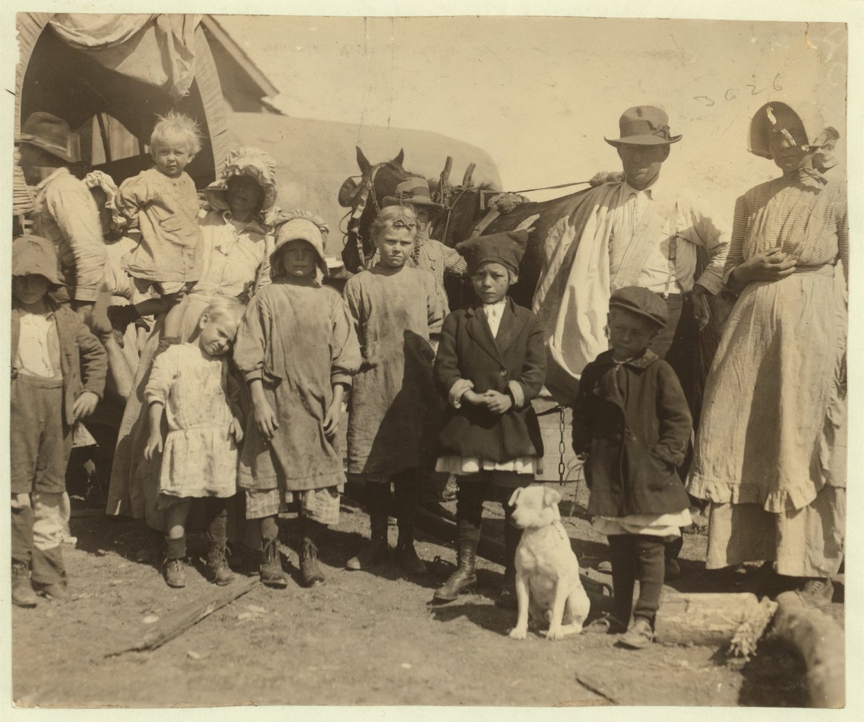 Kiertelevät puuvillanpoimijat lähtevät maatilalta lähellä McKinneyä Teksasissa poimittuaan puolitoista paalia puuvillaa päivässä, 1913 tekijältä Lewis Wickes Hine