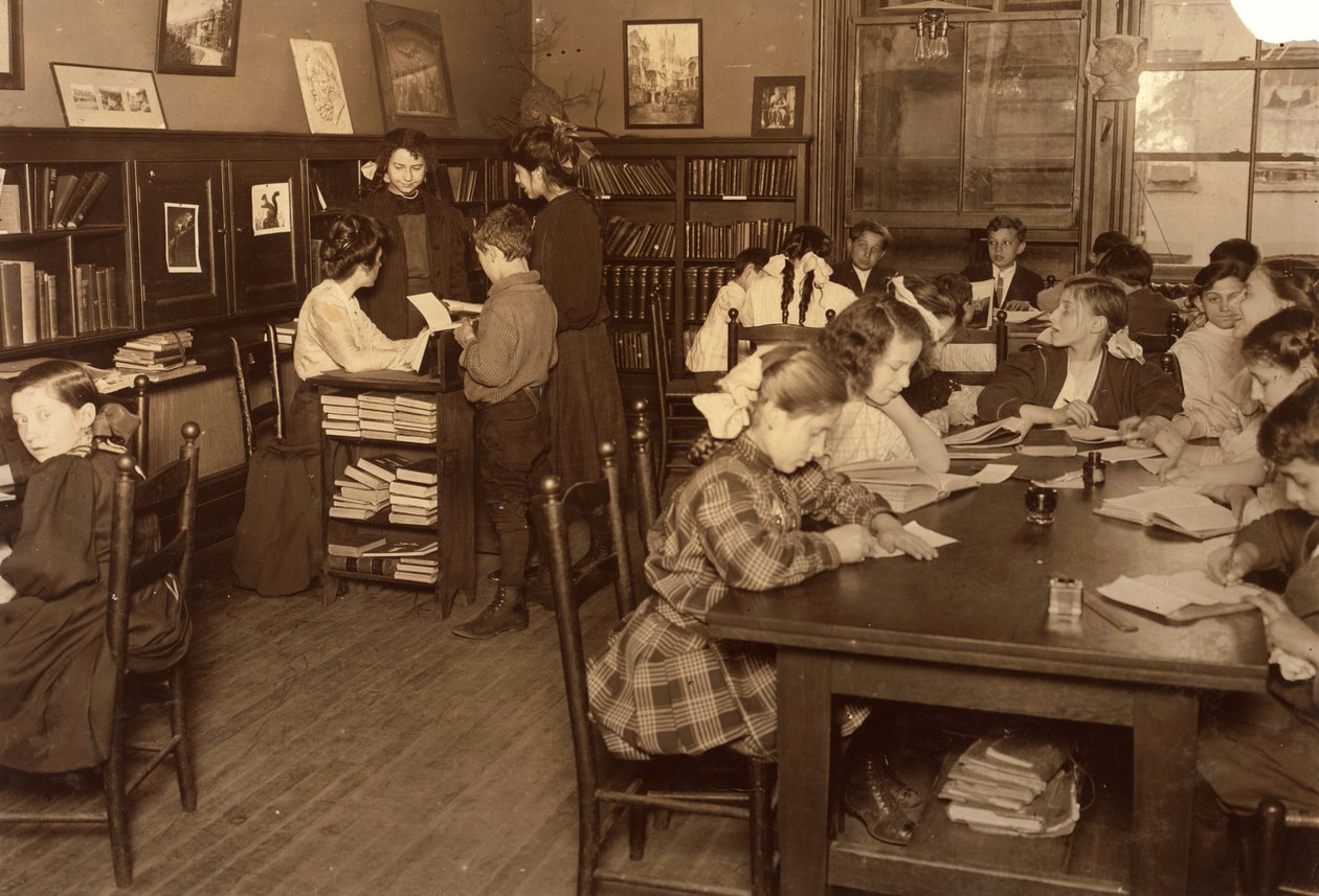 Kirjasto, Henry Street Settlement, New York City tekijältä Lewis Wickes Hine