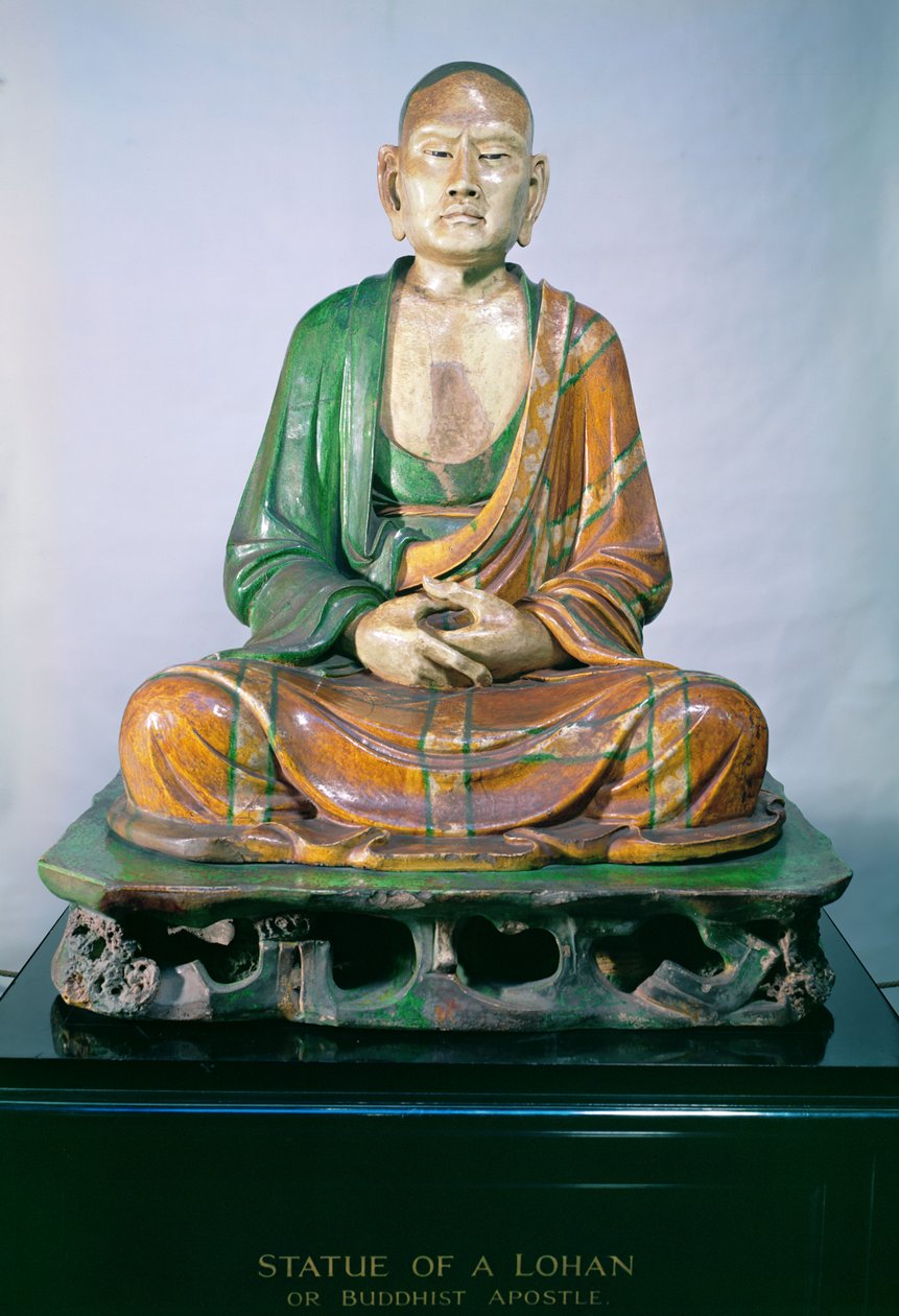 Kivitavara Luohan, Liao-dynastia, (lasitettu kivitavara) tekijältä Liao Dynasty Chinese School