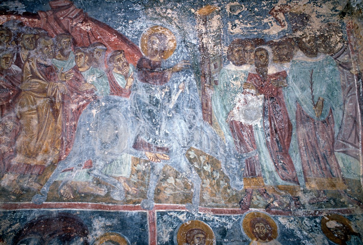 Enkeli, fresko bysanttilaisessa Sotiras Christoksen kirkossa, Vlithias, Kreeta, Kreikka (kuva) tekijältä Unbekannt Unbekannt
