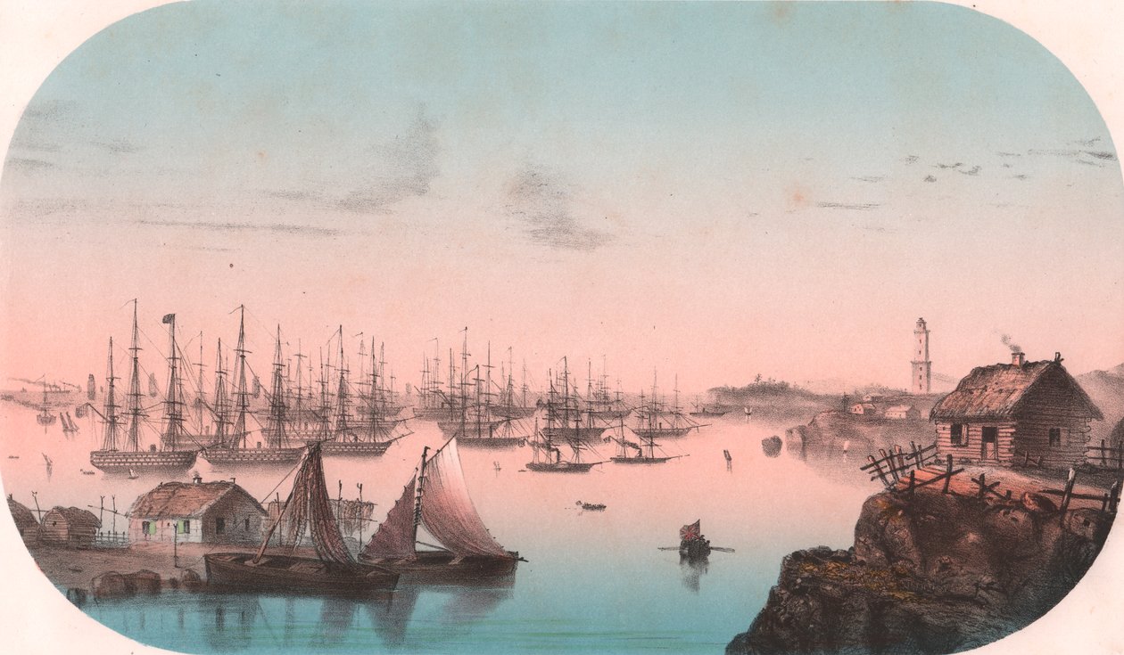 Baltic Fleet Baro Sundissa, värilitografia, 29x20 cm, Episodes de la guerre d