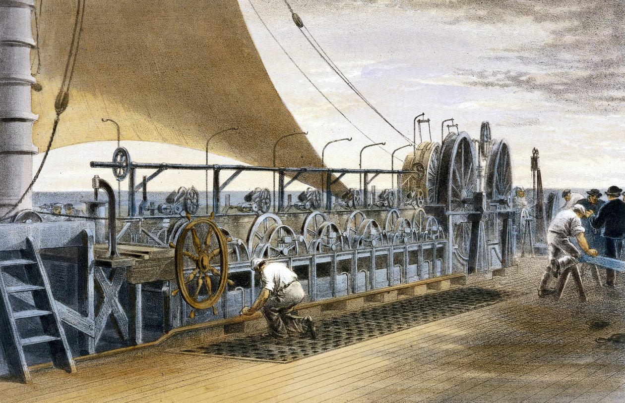 Kaapelin asennus Brunelin "Great Eastern" -laivalla tekijältä Unbekannt Unbekannt