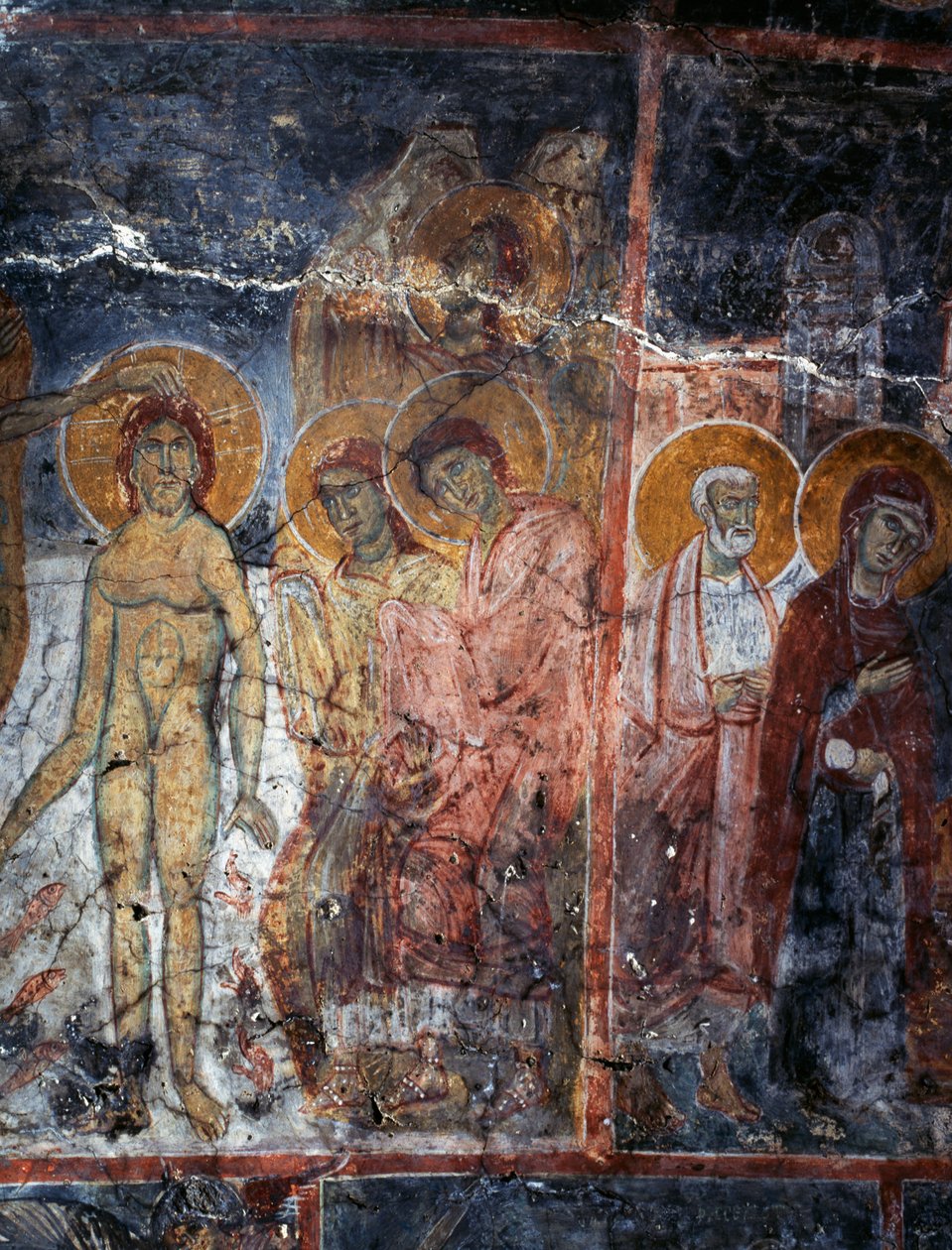 Kristus, Madonna ja pyhät, fresko Agios Georgioksen luostarissa, Diavaide, Kreeta, Kreikka (kuva) tekijältä Unbekannt Unbekannt