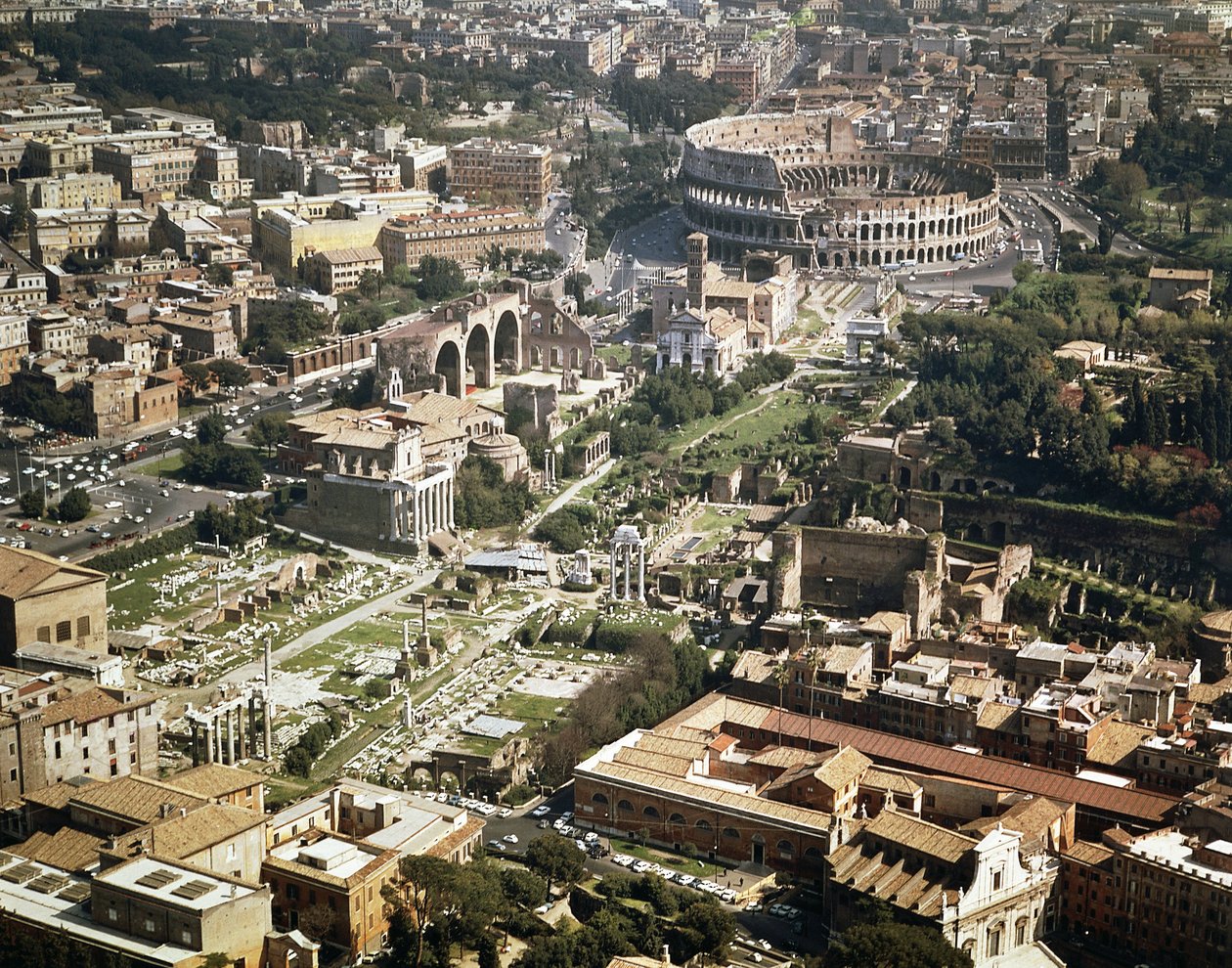 Colosseum tai Flaviuksen amfiteatteri, ilmakuva, 70-80 jKr, Rooma, Italia (kuva) tekijältä Unbekannt Unbekannt