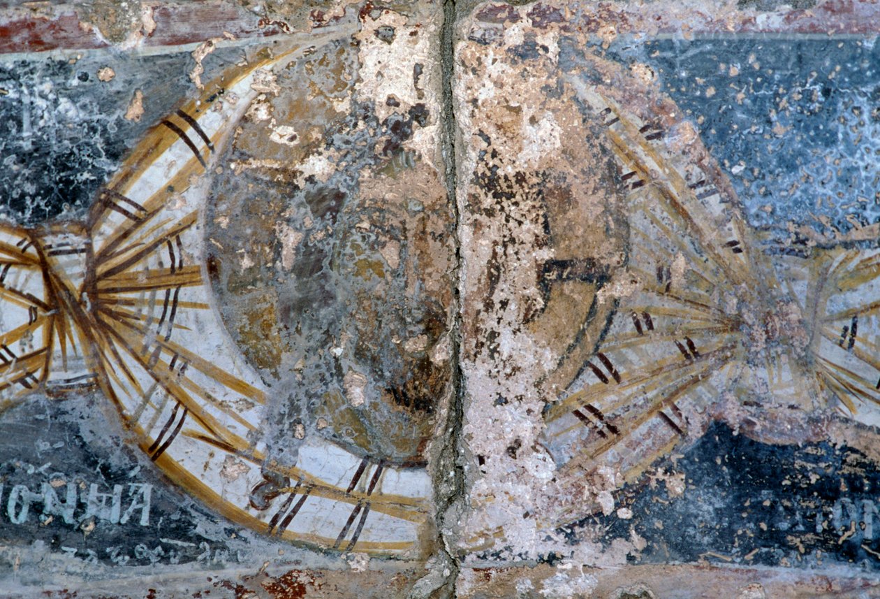 Kristuksen kasvot, vaurioitunut fresko Metamorphosis Sotirosin kirkossa, Voutas, Kreeta, Kreikka (kuva) tekijältä Unbekannt Unbekannt