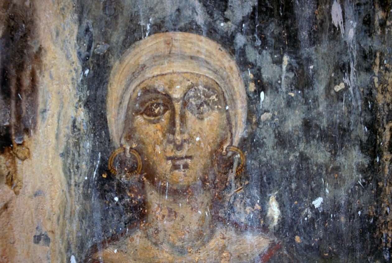 Naishahmo, fresko bysanttilaisessa Agios Athanasiosin kirkossa, Kefalissa, Kreetalla, Kreikassa (kuva) tekijältä Unbekannt Unbekannt
