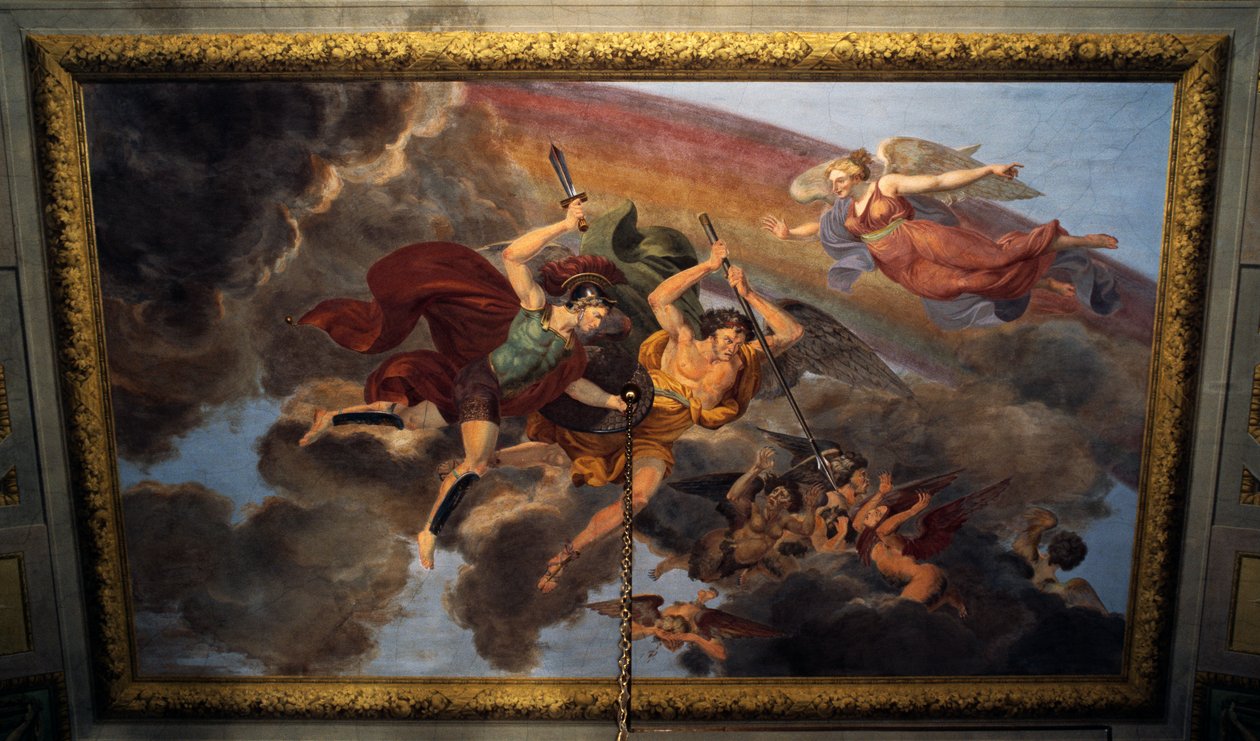 Fresko kuninkaallisen huoneiston makuuhuoneen katossa, Ducal Palace, Lucca, Toscana, Italia Yksityiskohta tekijältä Unbekannt Unbekannt