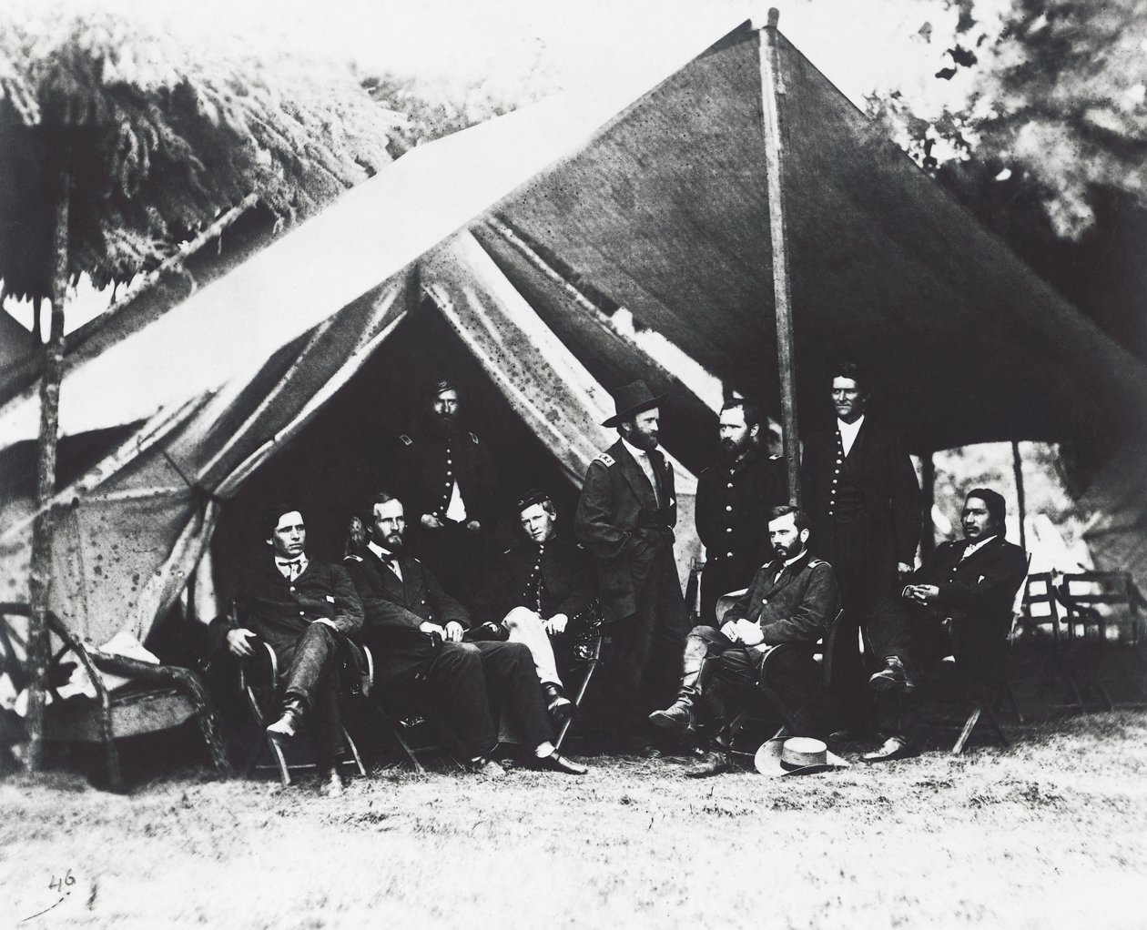 Kenraali Ulysses Grant ja hänen henkilökuntansa City Pointissa kesällä 1864, Amerikan sisällissota, USA tekijältä Unbekannt Unbekannt