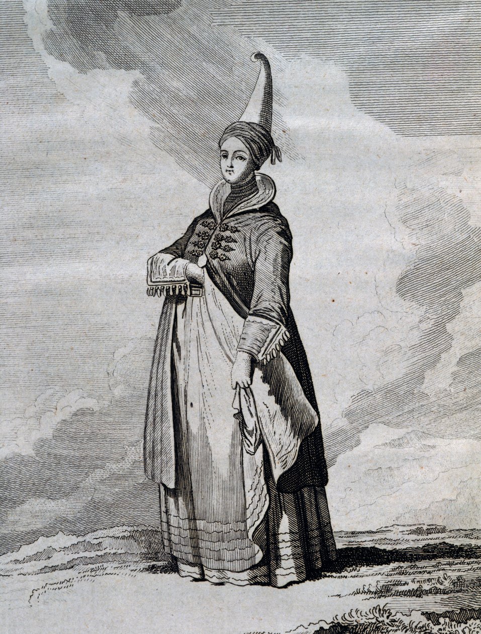 Islantilainen nainen, kaiverrus Yves-Joseph de Kerguelen-Tremarecin (1734-1797) teoksesta Voyage in Pohjanmerellä vuosina 1767–1768 tekijältä Unbekannt Unbekannt