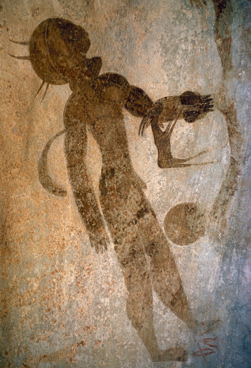 Mies uimassa, kalliomaalausta, Tassili n
