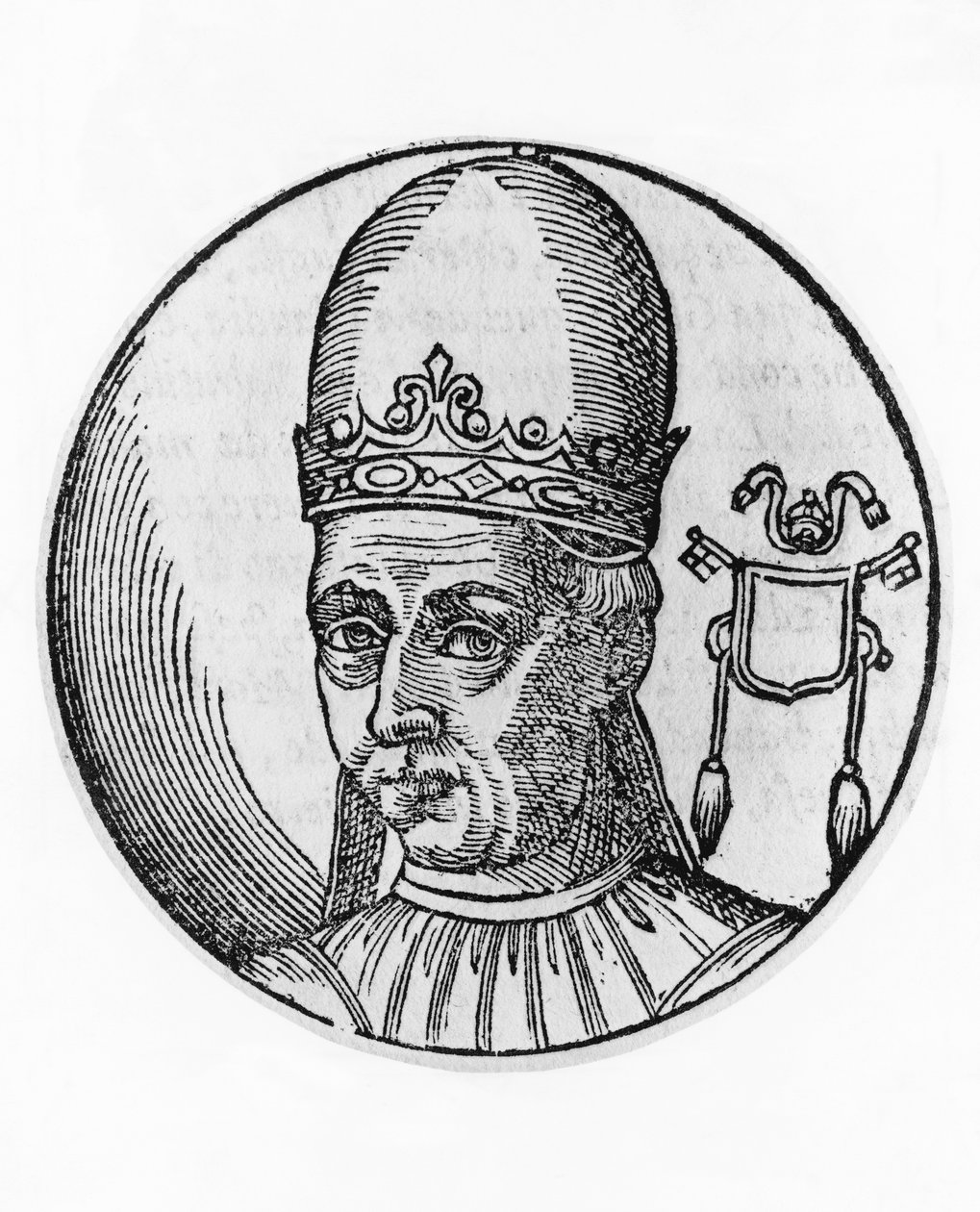 Adrian I:n (700-795), katolisen kirkon 95. paavin muotokuva vuodesta 772, kaiverrus tekijältä Unbekannt Unbekannt