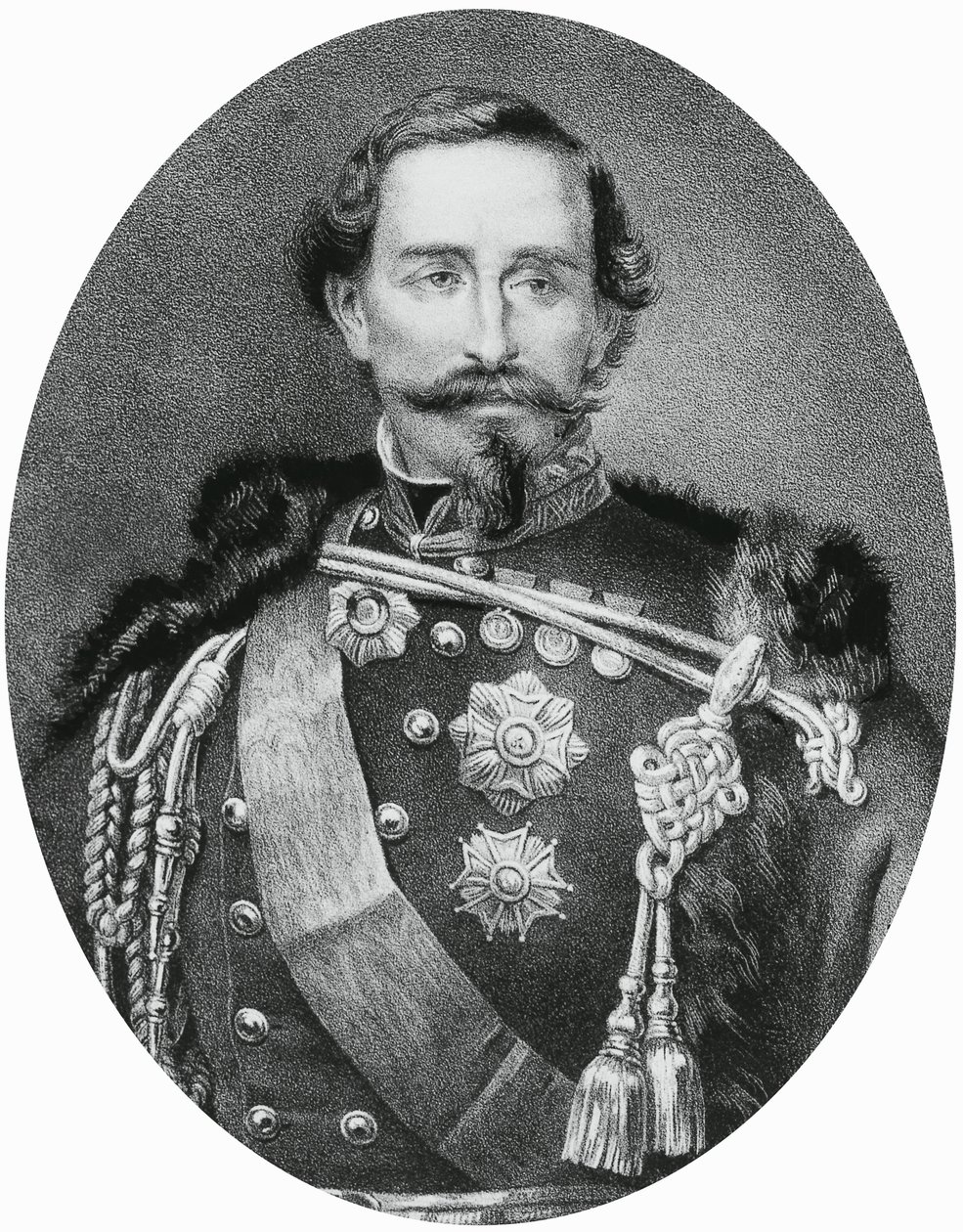 Alfonso Ferrero della Marmoran (1804-1878), italialaisen kenraalin ja poliitikon muotokuva, kaiverrus tekijältä Unbekannt Unbekannt