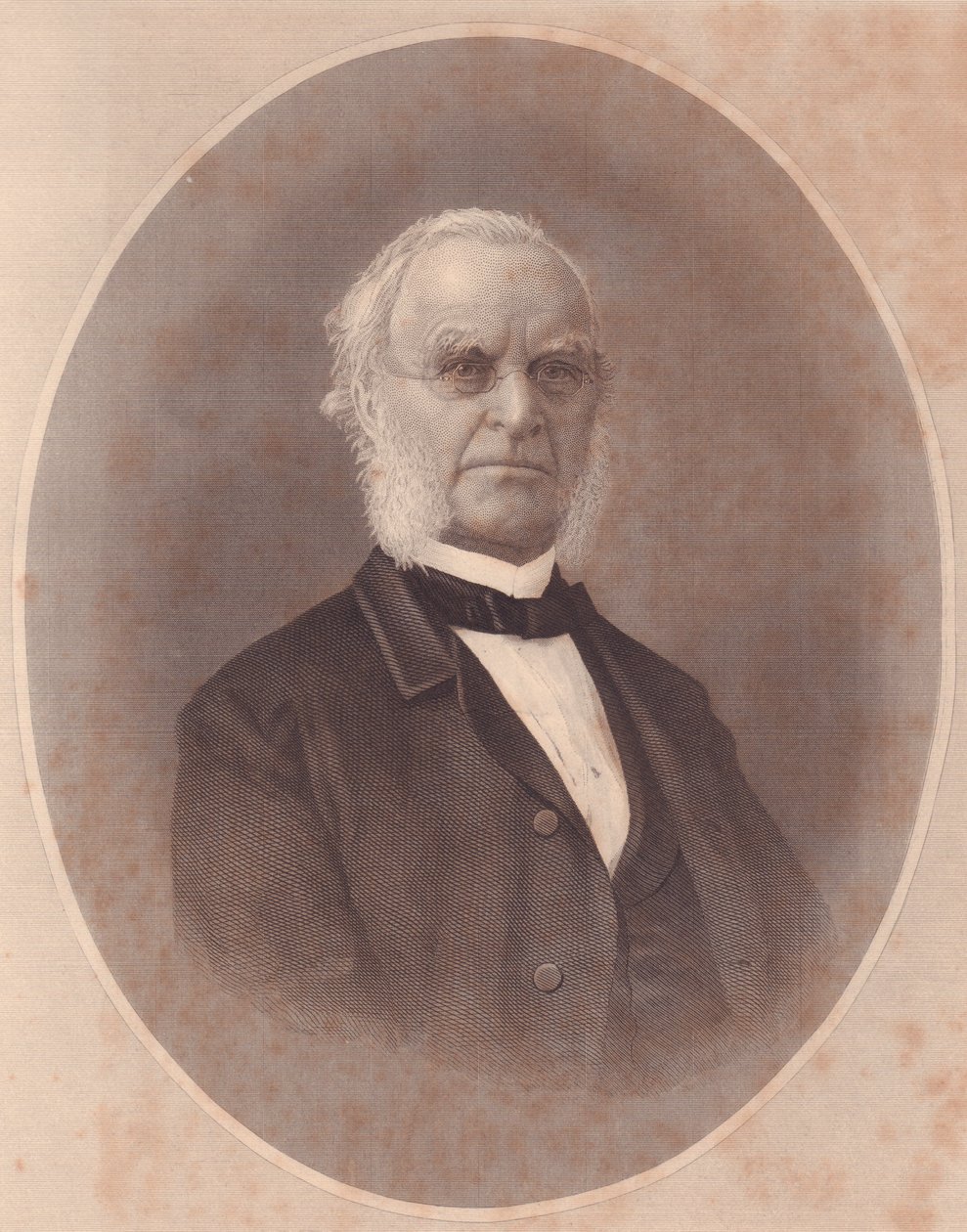 Amerikkalaisen metodistipiispa Joseph Holdichin (1794-1893) muotokuva, kaiverrus naisten varastosta, Yhdysvalloista, noin 1870 tekijältä Unbekannt Unbekannt