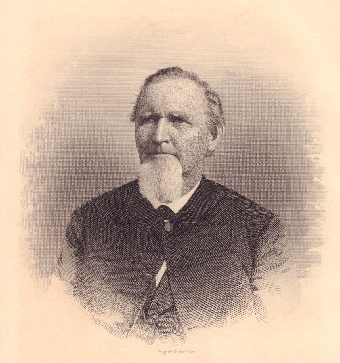 Amerikkalaisen metodistipapin John L Smithin muotokuva, FE Jonesin kaiverrus, noin 1870 tekijältä Unbekannt Unbekannt