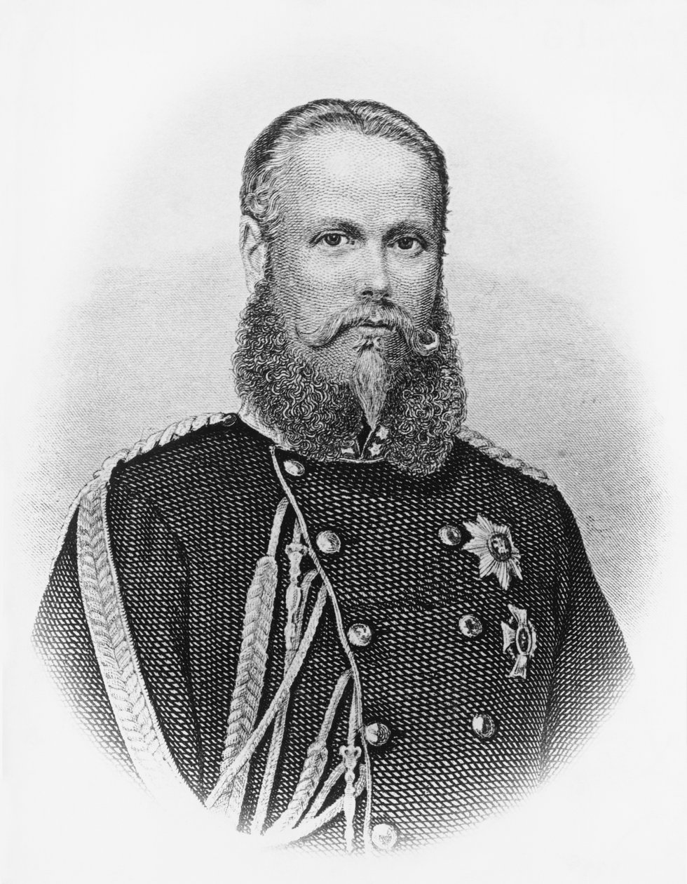 Kaarle I:n (1823-1891), Württembergin kuninkaan muotokuva vuodelta 1864, kaiverrus tekijältä Unbekannt Unbekannt