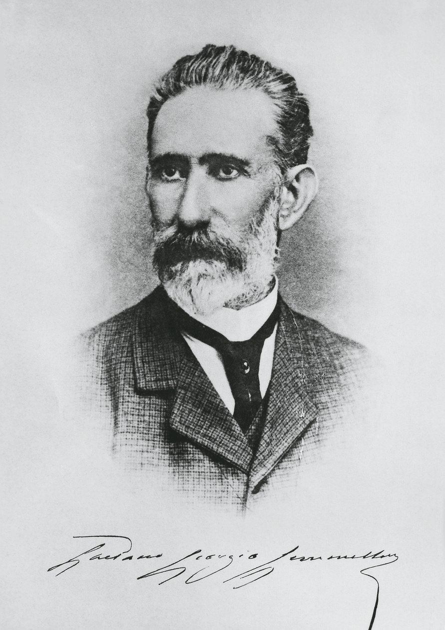 Gaetano Giorgio Gemmellaron (1832-1904), italialaisen geologin, paleontologin ja poliitikon muotokuva, kaiverrus tekijältä Unbekannt Unbekannt