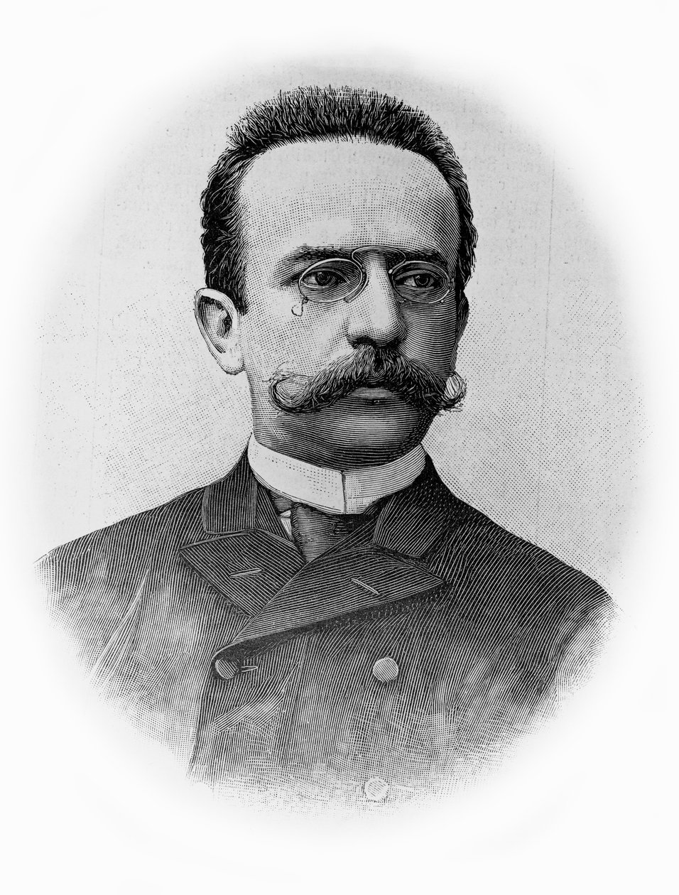 Muotokuva Giacinto Gallinasta (1852-1897), italialainen näytelmäkirjailija, piirros valokuvan perään tekijältä Unbekannt Unbekannt