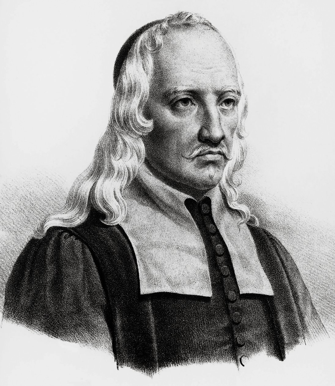Muotokuva Giovanni Alfonso Borellista (1608-1679), italialainen matemaatikko, tähtitieteilijä, filosofi, fysiologi, kaiverrus tekijältä Unbekannt Unbekannt