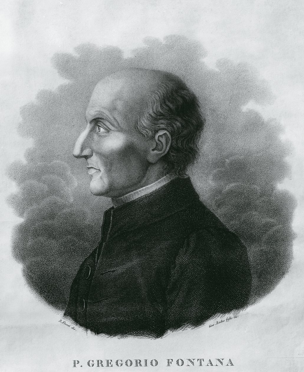 Muotokuva Gregorio Fontanasta (1735-1803), italialainen matemaatikko, kaiverrus tekijältä Unbekannt Unbekannt