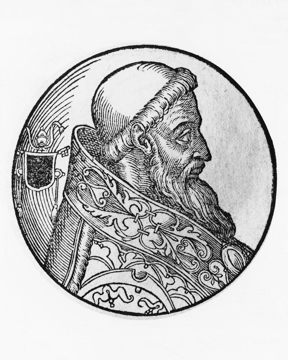 Honorius I:n (kuoli 638), 70. katolisen kirkon paavin muotokuva vuodesta 625, kaiverrus tekijältä Unbekannt Unbekannt