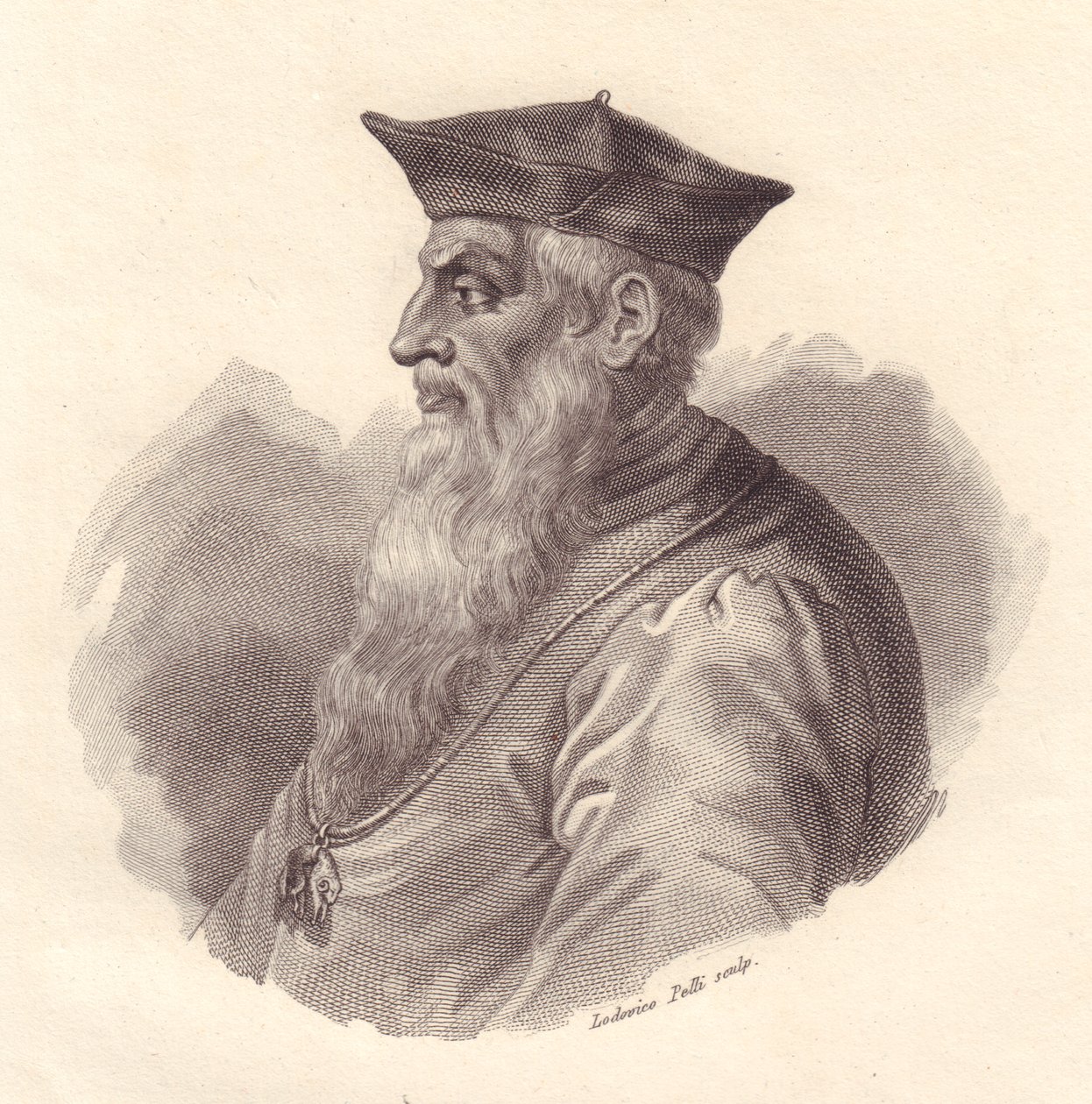 Italian amiraali Andrea Dorian (1466-1560) muotokuva, Ludovico Pellin kuparikaiverrus tekijältä Unbekannt Unbekannt