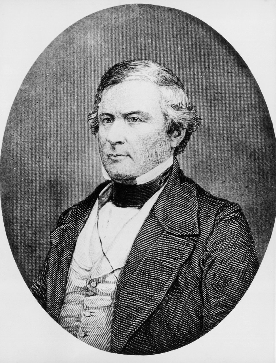 Muotokuva Millard Fillmoresta (1800-1874), yhdysvaltalaisesta lakimiehestä ja poliitikosta, joka toimi Yhdysvaltojen 13. presidenttinä vuosina 1850-1853, kaiverrus Mathew Bradyn (1822-1896) dagerrotypian mukaan tekijältä Unbekannt Unbekannt