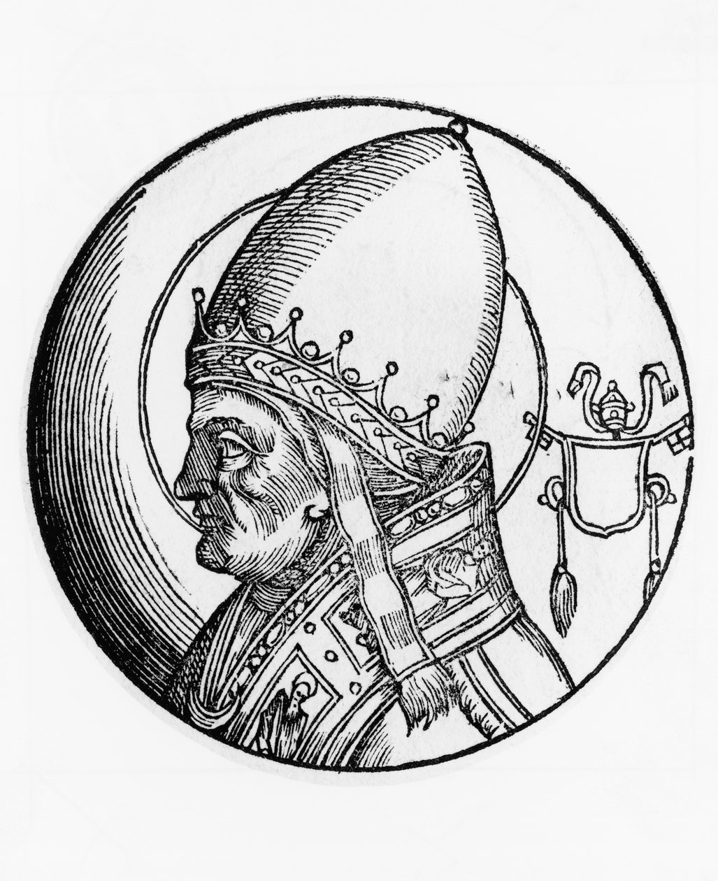 Pyhän Bonifatius IV:n (kuoli 615), katolisen kirkon 67. paavin muotokuva vuodesta 608, kaiverrus tekijältä Unbekannt Unbekannt