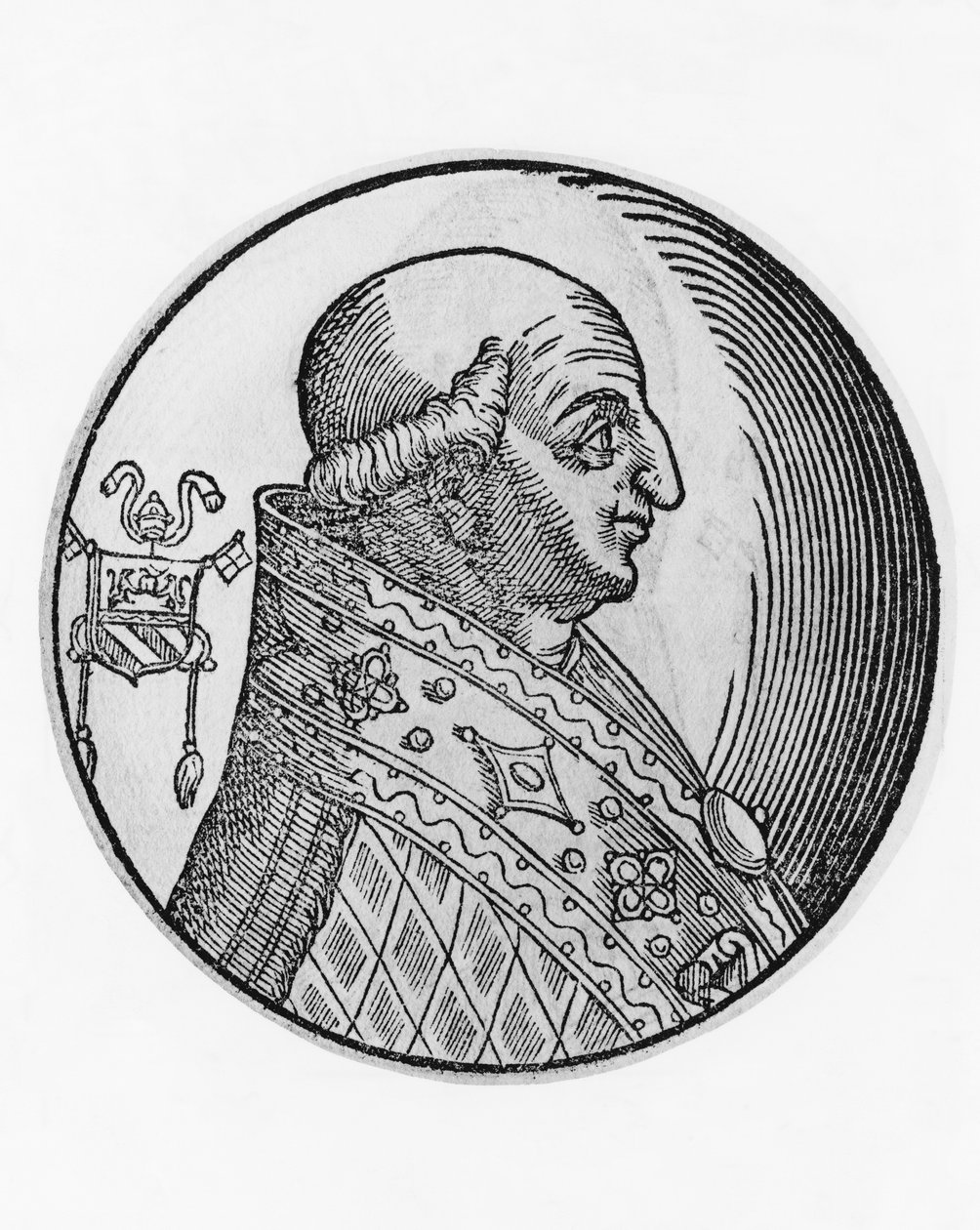 Pyhän Gregorius II:n (669-731), katolisen kirkon 89. paavin muotokuva vuodesta 715, kaiverrus tekijältä Unbekannt Unbekannt