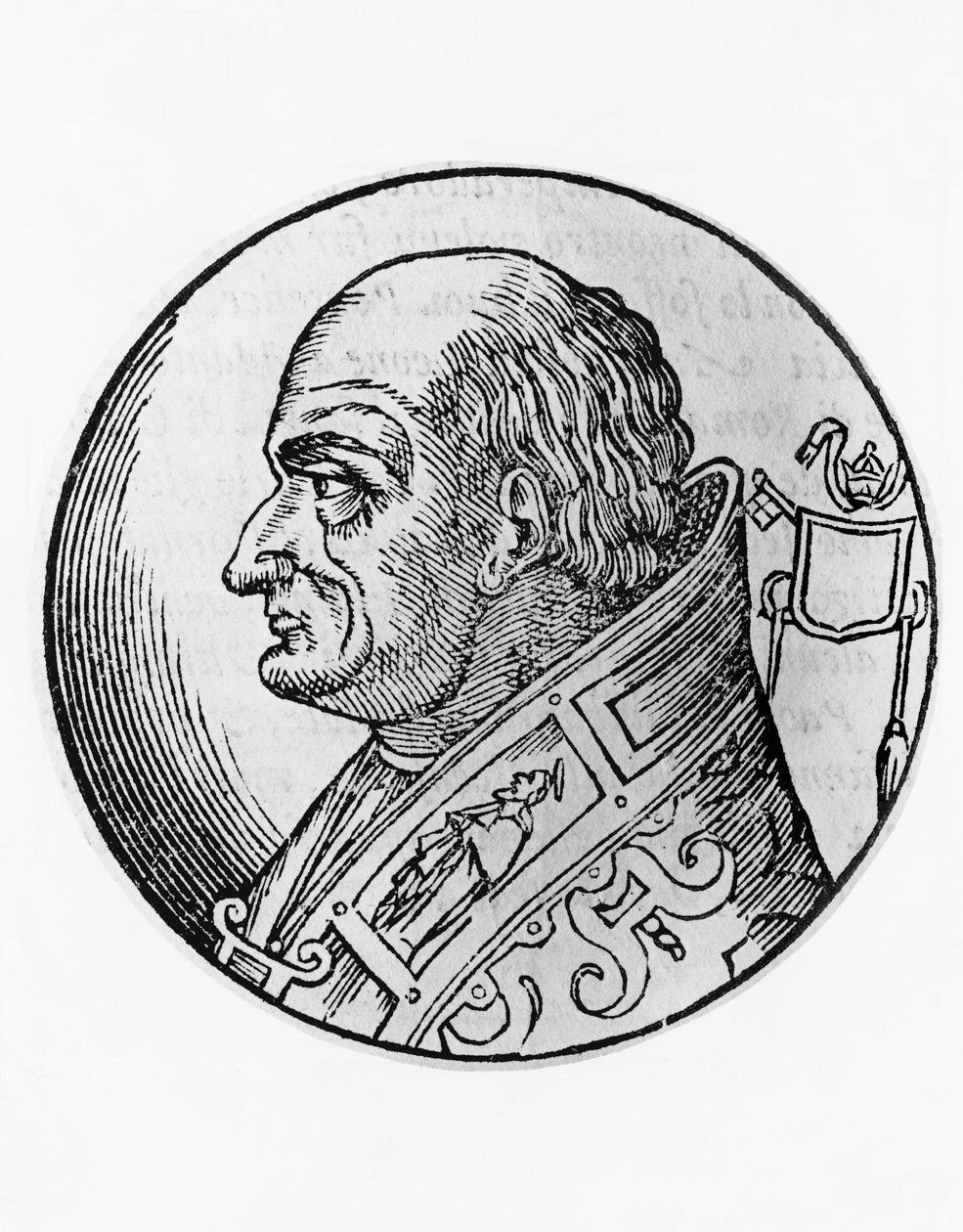Pyhän Leo III:n (750-816), katolisen kirkon 96. paavin muotokuva vuodesta 796, kaiverrus tekijältä Unbekannt Unbekannt