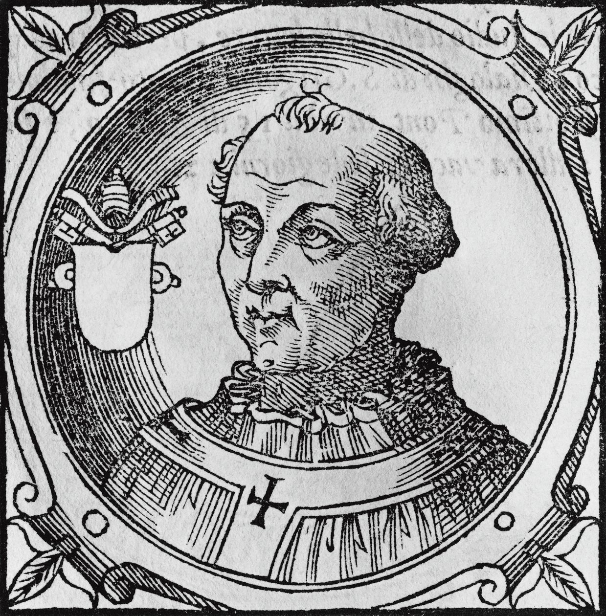 Stephen II tai III (n. 714-757), katolisen kirkon 92. paavin muotokuva vuodelta 752, kaiverrus tekijältä Unbekannt Unbekannt